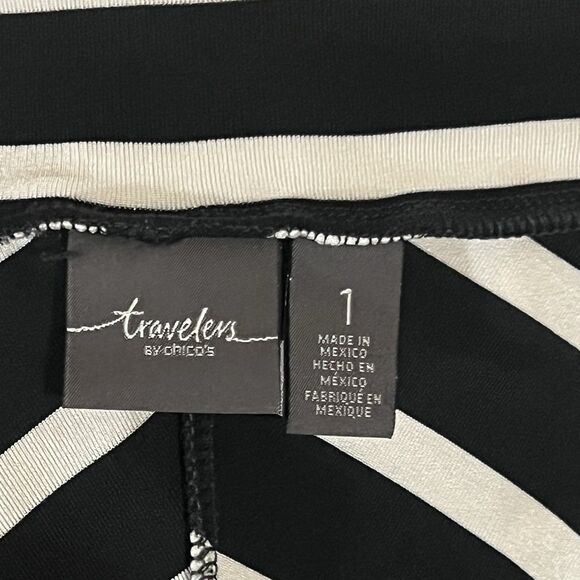 Travelers by Chico's Womens Size 1 Small Black White Chevron Stripe Long Skirt - Picture 4 of 4